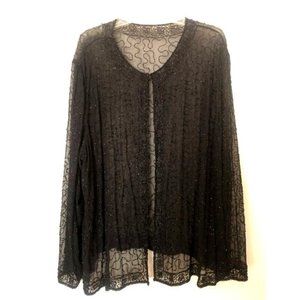 Beaded Black Jacket - Sheer ~3X